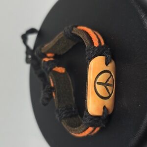 Peace bracelet orange brown adjustable